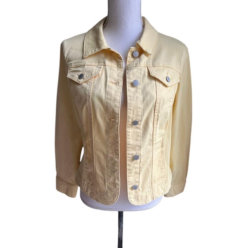 Charter Club yellow denim stretchy jacket size PM